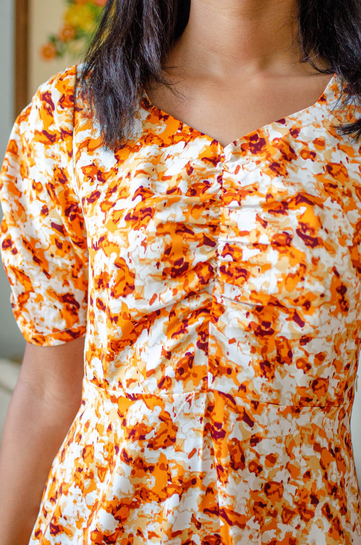 Tayla Floral Mini Dress Rust