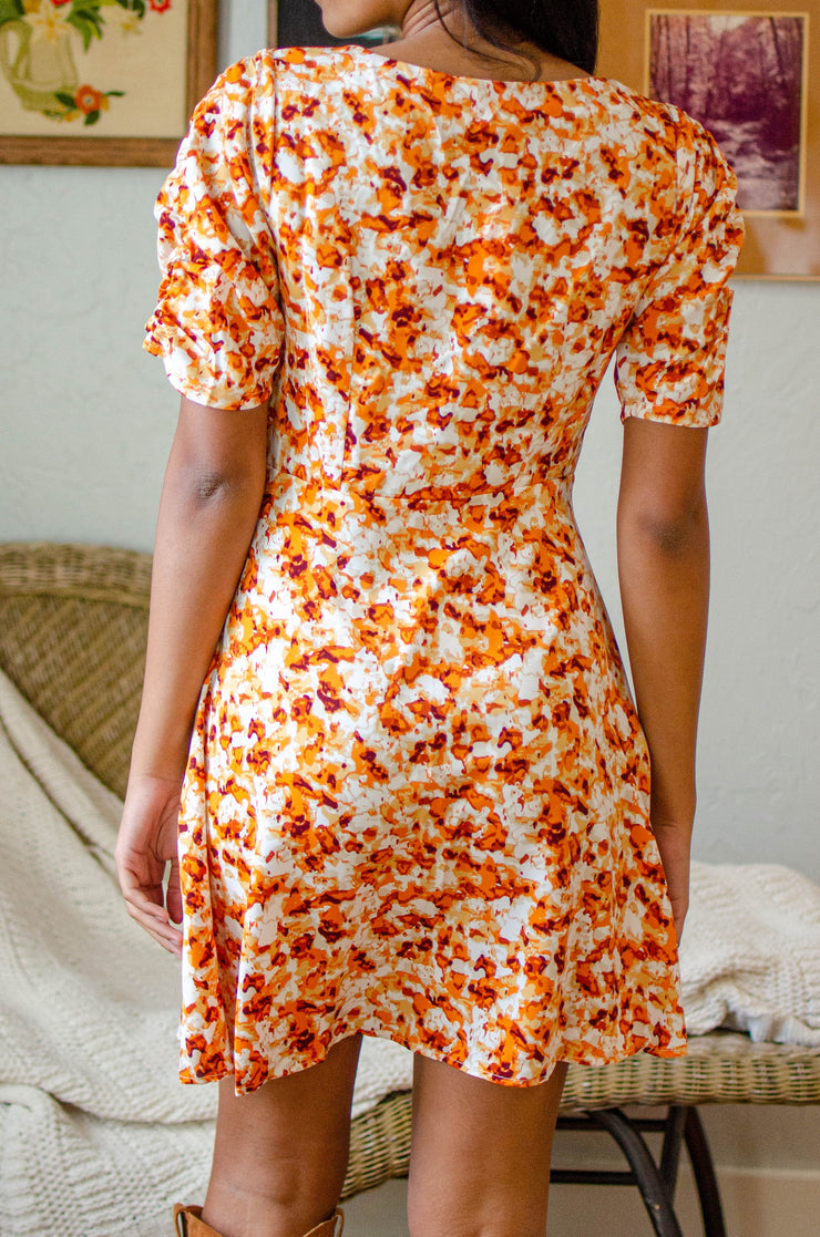 Tayla Floral Mini Dress Rust