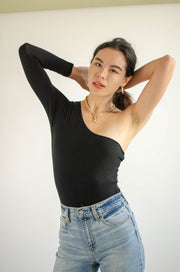 Morgan One Shoulder Bodysuit Black