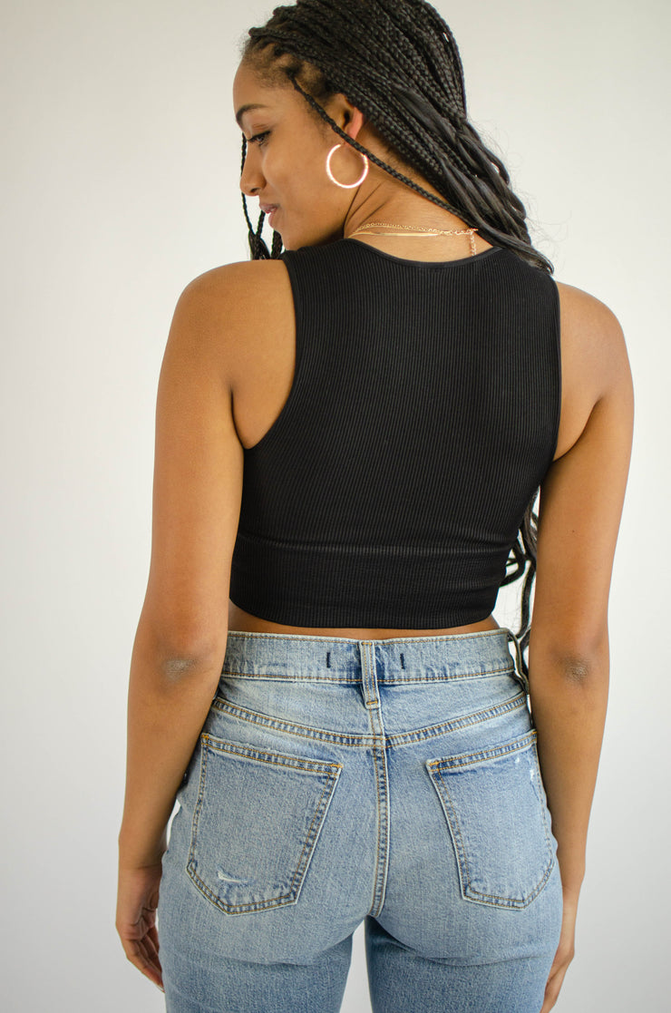 Carissa Ribbed Crop Top Black