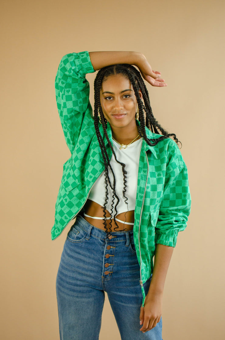 Chey Checkered Jacket Green
