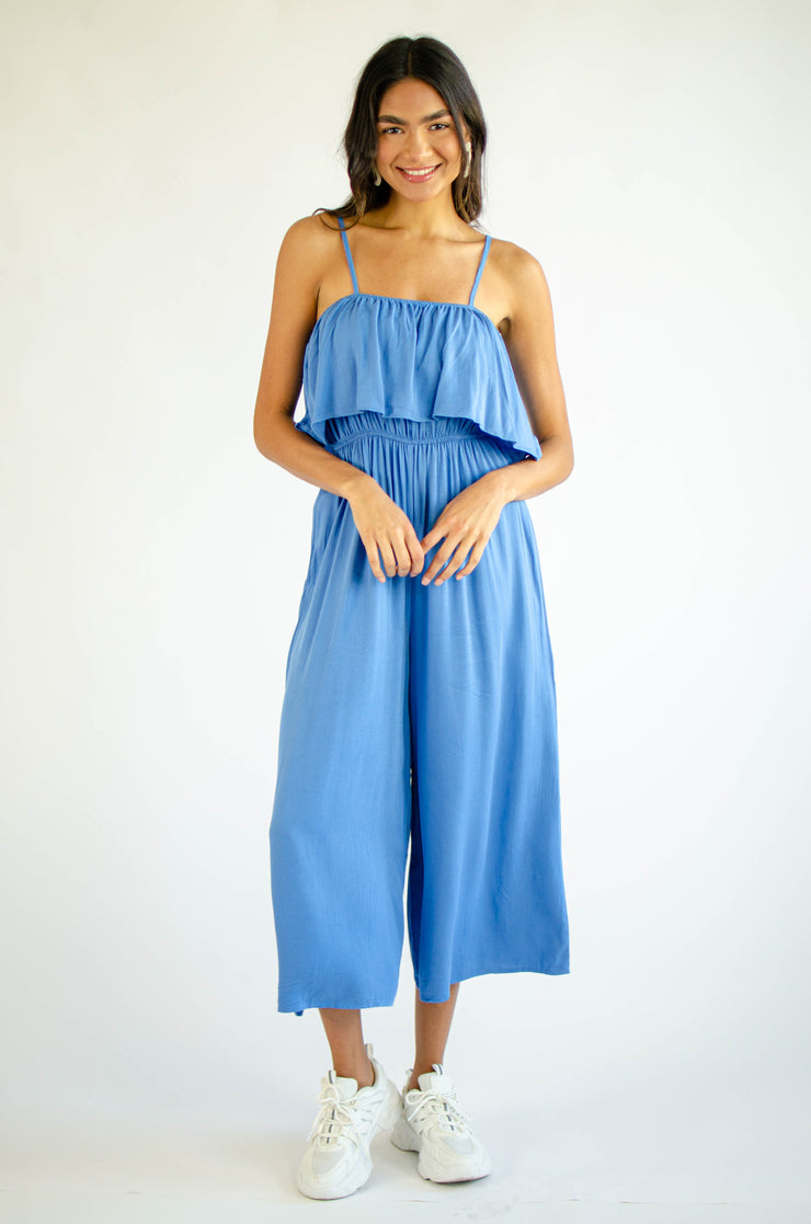 Tasha Cami Crop Jumpsuit Blue