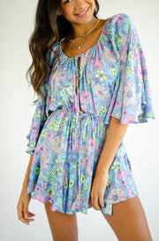 Addie Floral Romper Blue