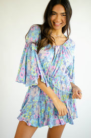 Addie Floral Romper Blue
