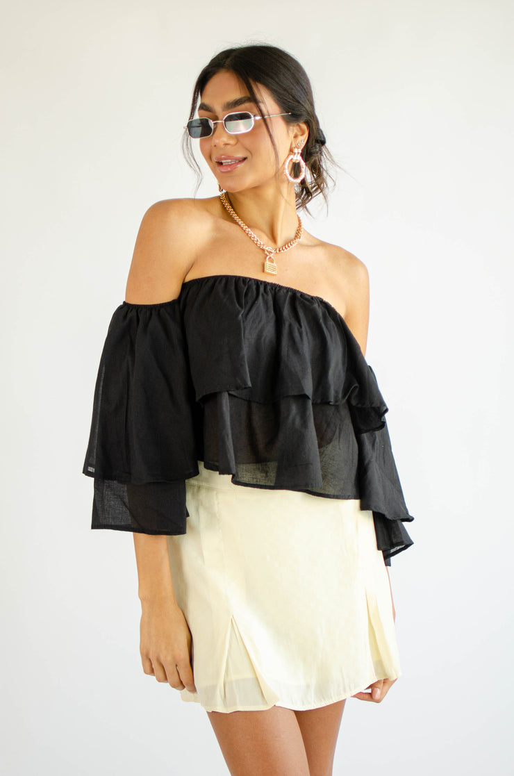 Aviana Off Shoulder Top Black