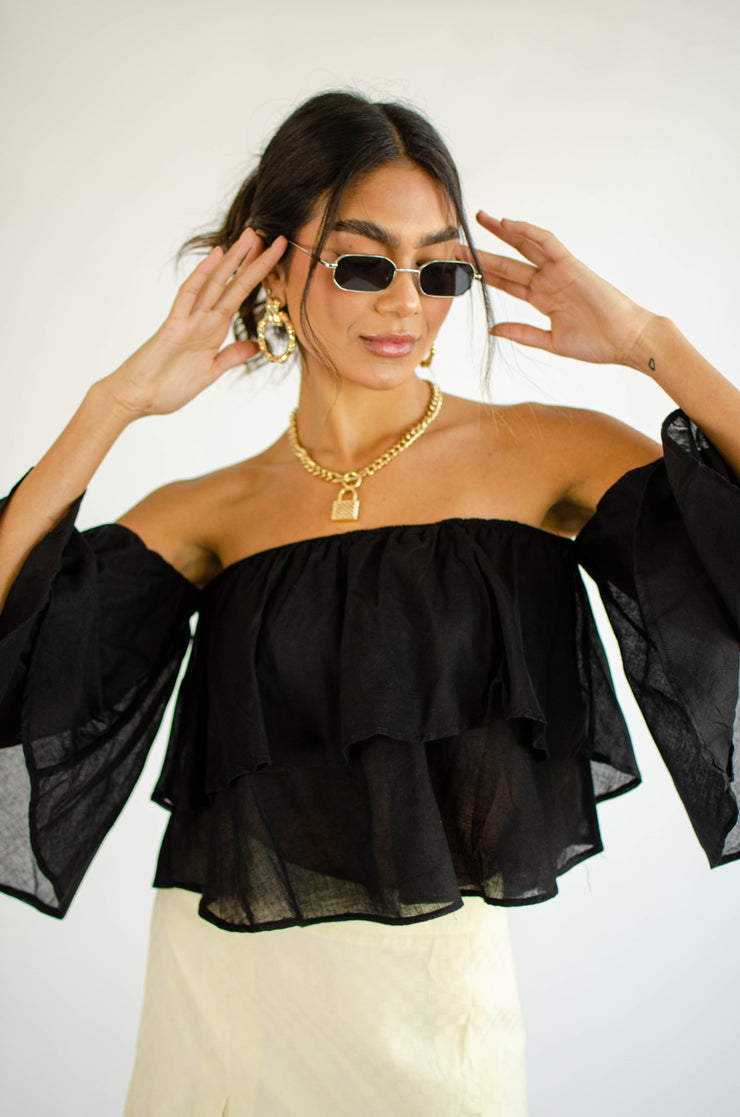 Aviana Off Shoulder Top Black