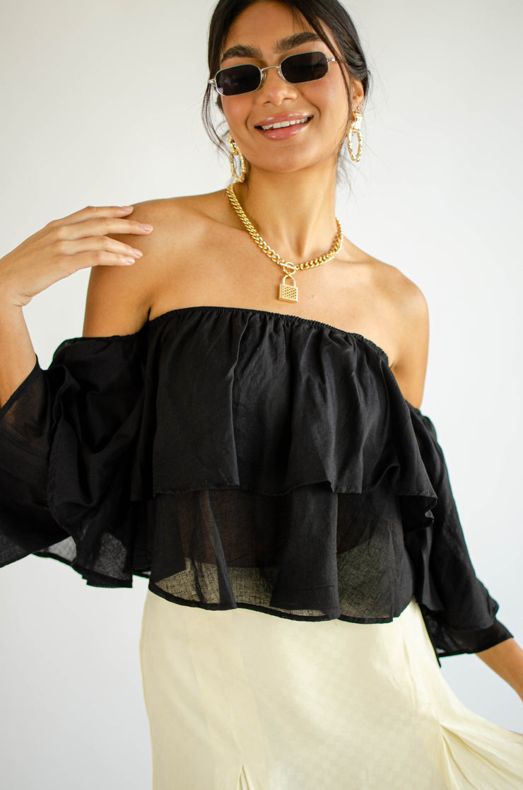 Aviana Off Shoulder Top Black