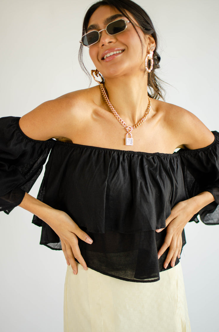 Aviana Off Shoulder Top Black