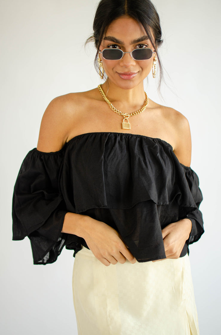 Aviana Off Shoulder Top Black
