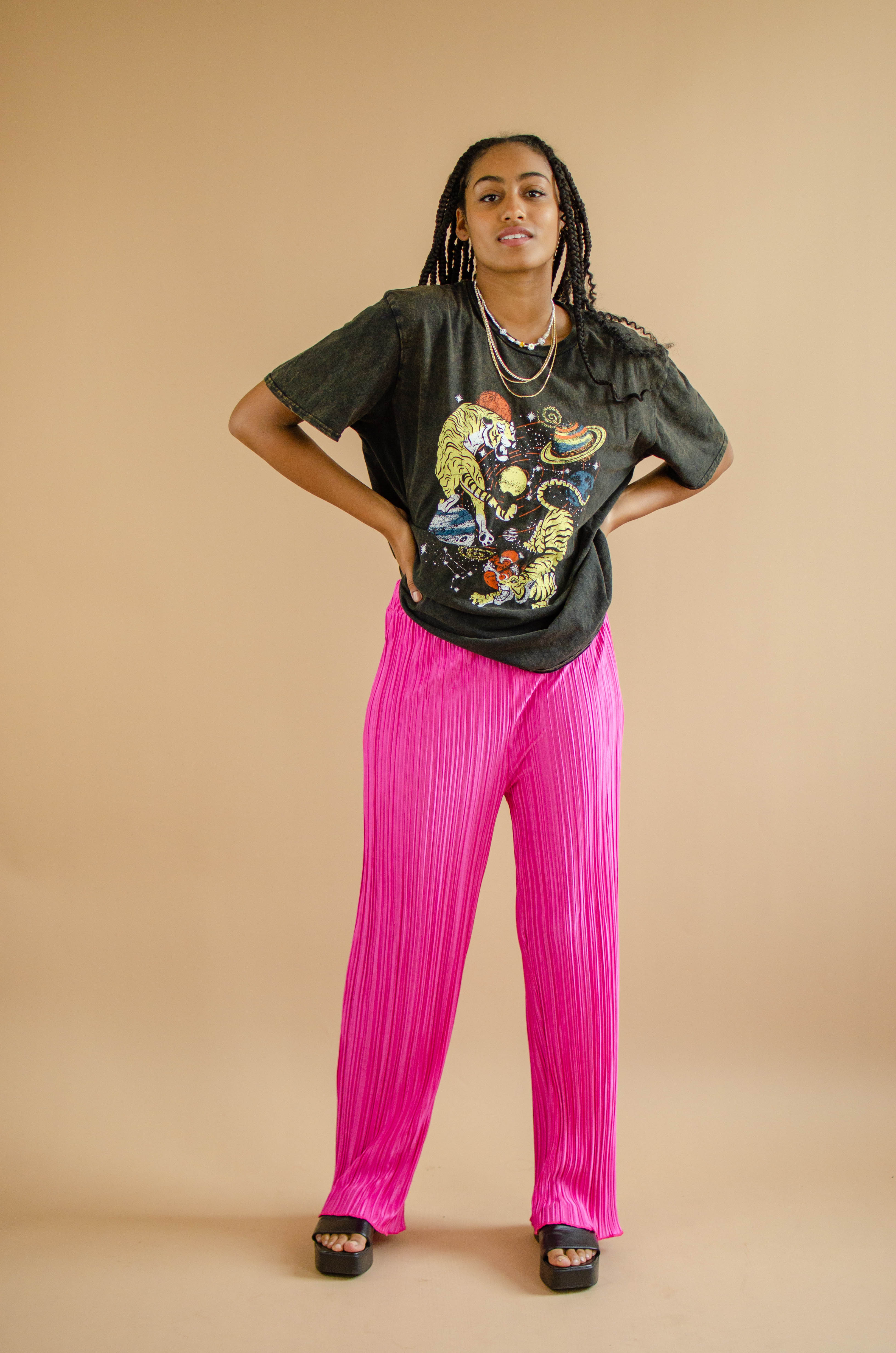 Shanice Plisse Pants Hot Pink – Shellsea