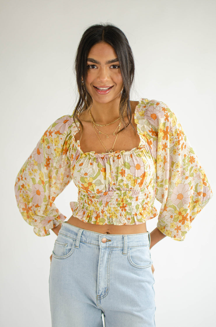 Breana Floral Crop Top Yellow