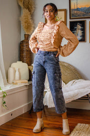 Jamila Ruffled Crop Top Taupe