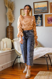Jamila Ruffled Crop Top Taupe