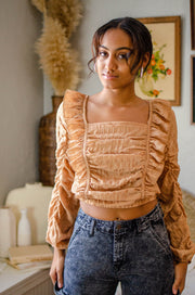 Jamila Ruffled Crop Top Taupe