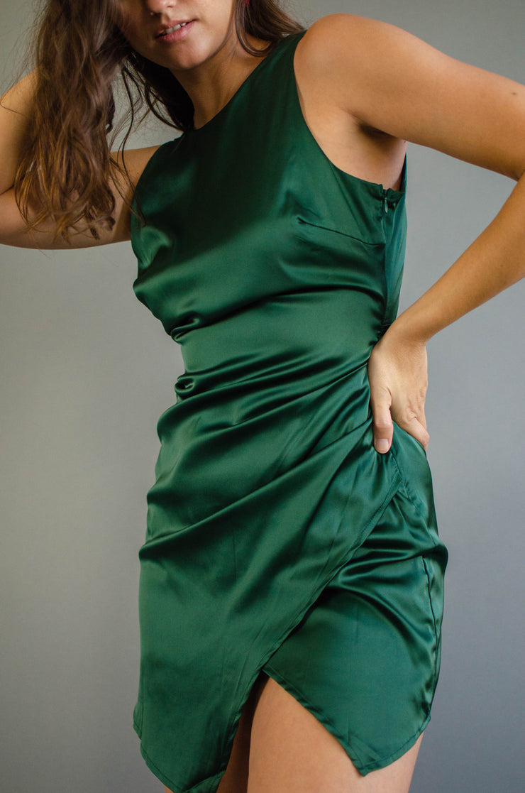 Abbie Asymmetric Hem Dress Green