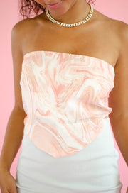 Kaleia Marble Tie Back Top Pink