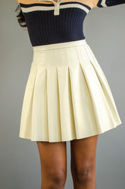 Rubia Pleated Leather Skirt Ivory