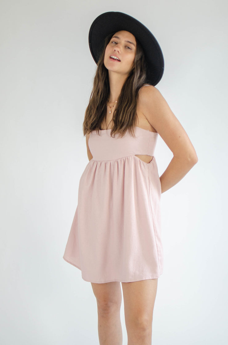 Elia Linen Cutout Dress Pink