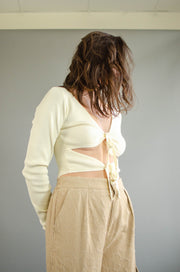 Double Trouble Tie Crop Top Ivory