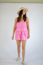 Keagan Ruffled Romper Pink