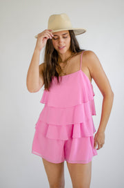 Keagan Ruffled Romper Pink