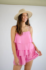 Keagan Ruffled Romper Pink