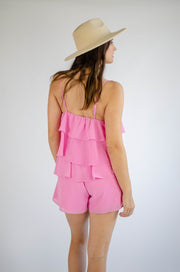 Keagan Ruffled Romper Pink