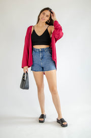 Breeana Button Up Tunic Burgundy