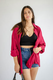 Breeana Button Up Tunic Burgundy