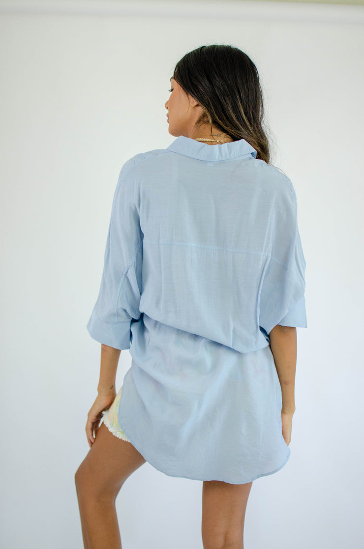 Sofia Oversized Button Up Blue