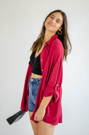 Breeana Button Up Tunic Burgundy