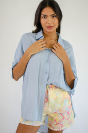 Sofia Oversized Button Up Blue