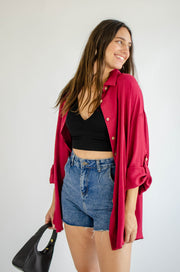 Breeana Button Up Tunic Burgundy