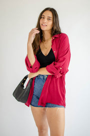 Breeana Button Up Tunic Burgundy