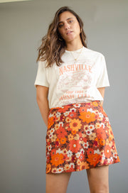Paige Floral Mini Skirt Rust