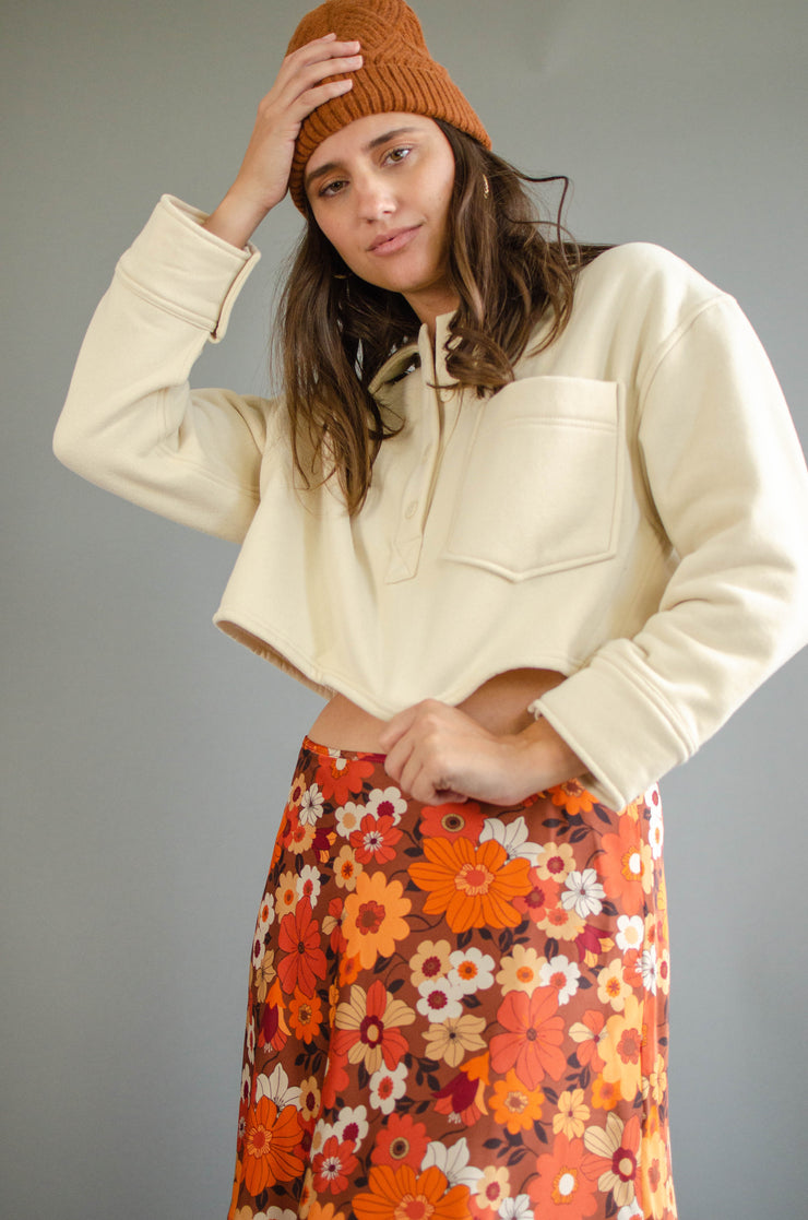 Railey Crop Knit Sweater Cream