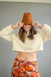 Railey Crop Knit Sweater Cream