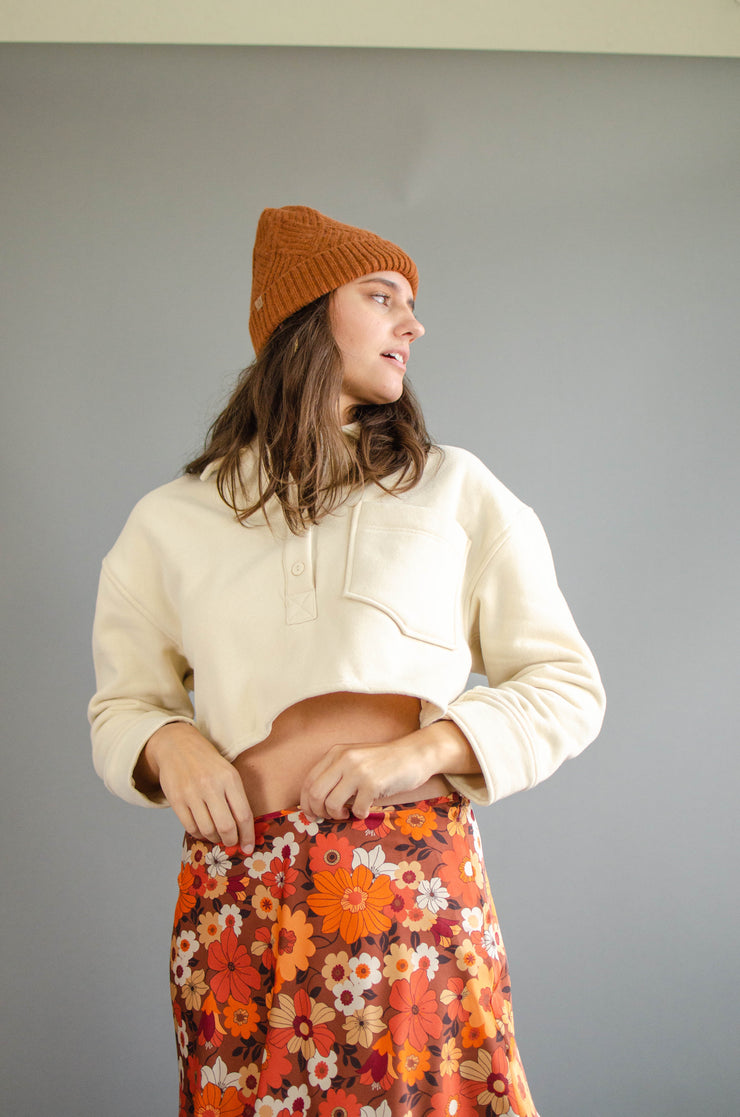 Railey Crop Knit Sweater Cream