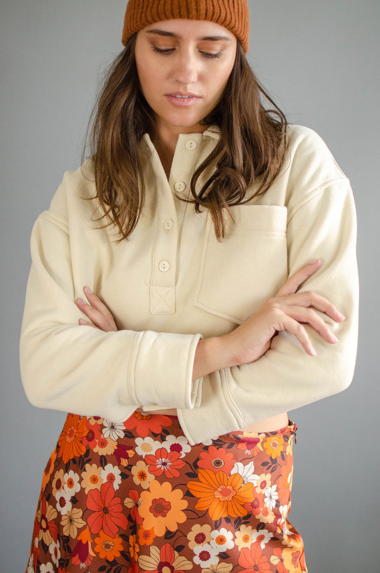 Railey Crop Knit Sweater Cream