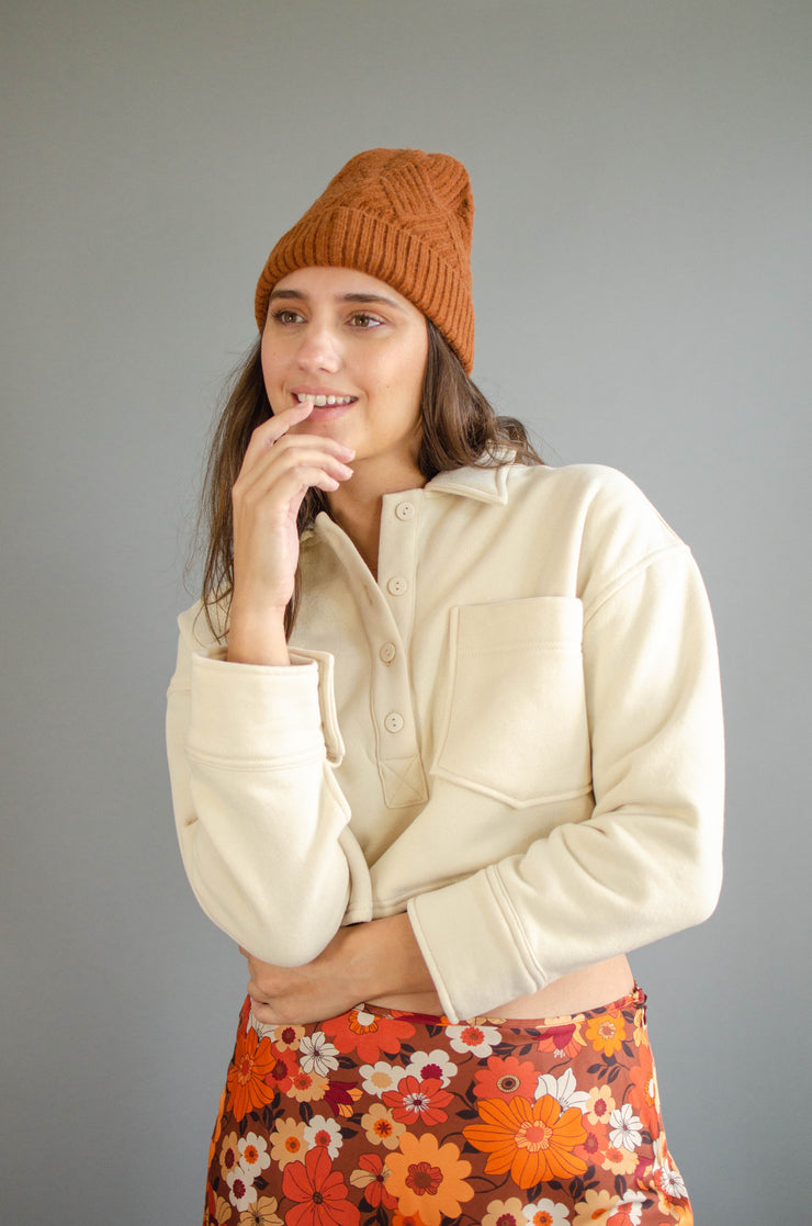 Railey Crop Knit Sweater Cream