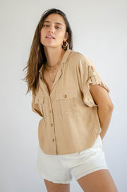 Harlow Button Up Top Taupe
