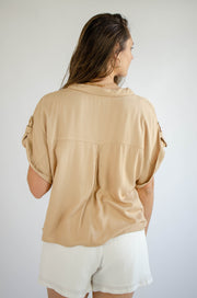 Harlow Button Up Top Taupe
