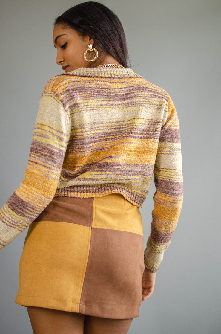 Joy Suede Color Block Skirt Mustard