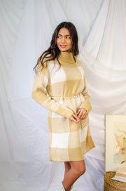 Saige Cowl Neck Sweater Dress Taupe