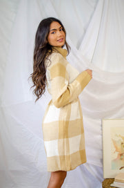 Saige Cowl Neck Sweater Dress Taupe