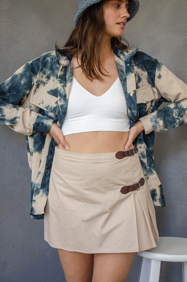 Dara Tie Dye Corduroy Shacket Beige
