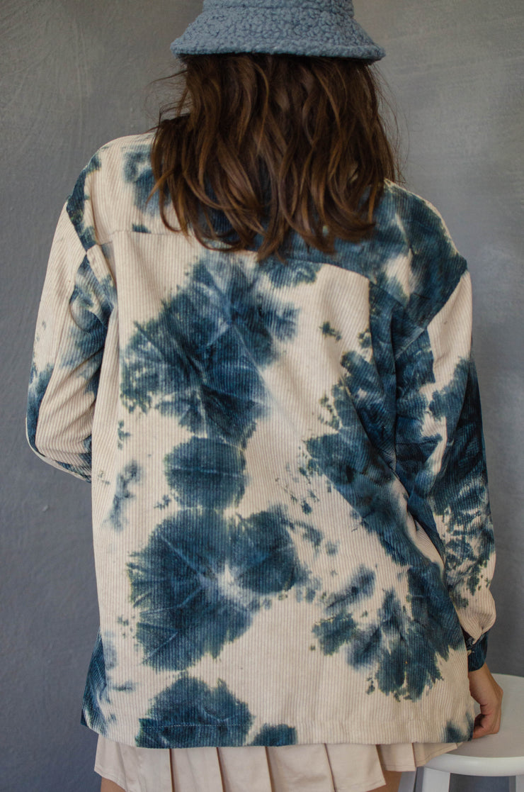 Dara Tie Dye Corduroy Shacket Beige