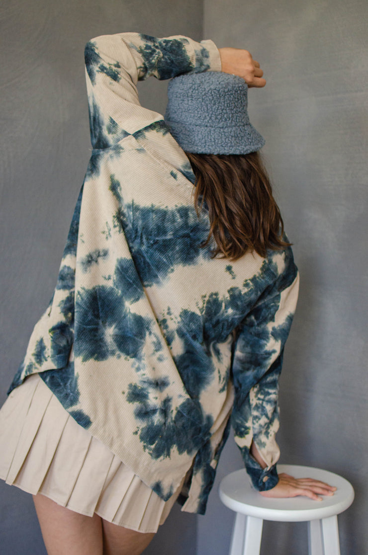 Dara Tie Dye Corduroy Shacket Beige
