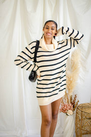 Salem Stripe Sweater Dress Cream