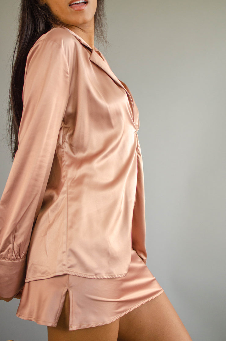 Angelina Satin Top Light Brown